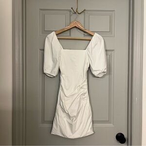 Astr White Puff Sleeve Mini Dress